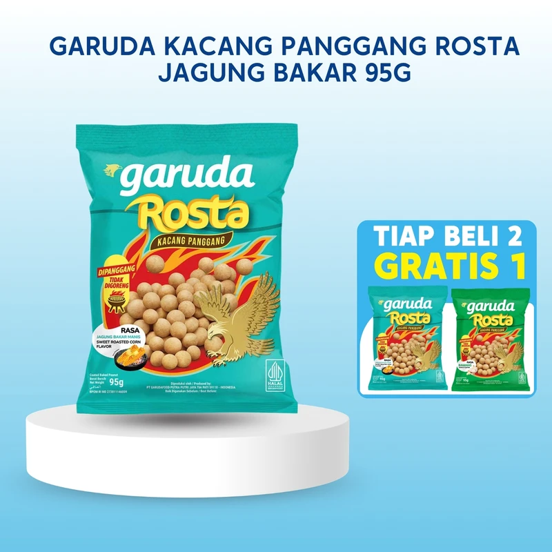 Garuda Kacang Panggang Rosta Jagung Bakar 95g (Beli 2 Gratis 1)